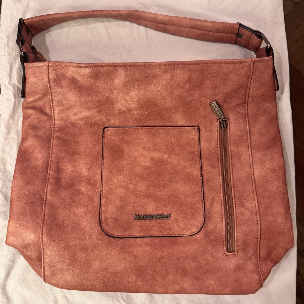 Montana West Terracotta Vegan Leather Hobo Shoulder Bag Large Zip Pocket Boho